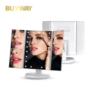 Latest Makeup Vanity LED Lighted Tri-fold Mirror with Touch Screen Type C Charging