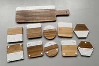 Sous-verres et tapis carrés en marbre et bois d'acacia écologiques de style nordique COSEN, 10 cm, 10 mm d'épaisseur, pour tasses et mugs
