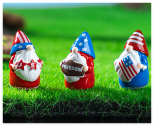 Großhandel Miniatur Oster garten Dekoration Benutzer definierte Harz USA Freiheit National flagge Gnom Figur Skulpturen 3D Spielzeug Hersteller - Product Image 6
