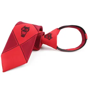 Dacheng Wholesale JoJoの奇妙な冒険Kira YoshikageコスプレスカルKILL A Jacquard Red Zipper Neck Tie