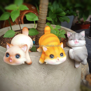 Ornamenti personalizzati su ordinazione della statua della resina del vaso del fiore del gatto carino adatti a paesaggio esterno del giardino e ad appendere il serbatoio di pesce - Product Image 1