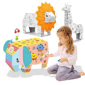 3 डी पशु पेंटिंग शेर हाथी जिराफ बच्चों शैक्षिक खिलौने डाय डूडल पेपर प्ले हाउस खिलौना