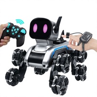 Jouet intelligent pour enfants : Chien robot télécommandé en plastique et voiture de cascades électrique à huit roues, animal de compagnie mécanique