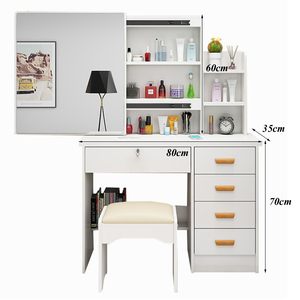 Hot bán Trắng <span class=keywords><strong>MDF</strong></span> phong cách gỗ dresser với đứng trang điểm gương và phân cho phòng ngủ sử dụng cụ thể cho trang điểm bàn Vanity - Product Image 6