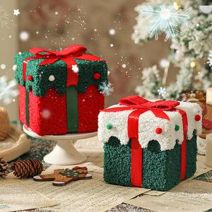 <b>Christmas</b> Gift Box Cake <b>Red</b> <b>and</b> <b>Green</b> Plush Dessert <b>Decoration</b> Holiday Party Tabletop Ornament - Product Image 4