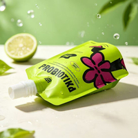 Pochette à bec verseur personnalisée de qualité alimentaire, sachet d'emballage liquide autoportant pour boisson probiotique de 250 ml avec bouchon à vis