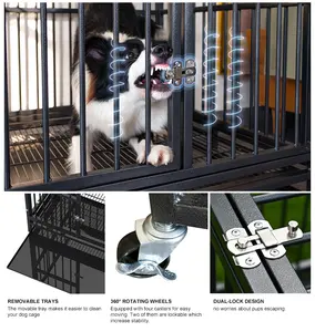 New Type Outdoor Heavy Duty Dog Cage House Breeding Powder Coated Dog Kennel Crate Cage With Lockable Wheels