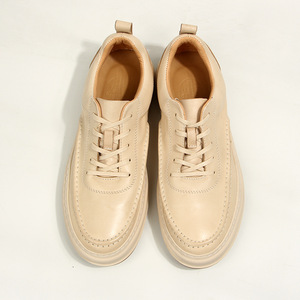 Off White Men's Casual <b>Sneakers</b> Lace-Up Low Heel Vegetable Tanned <b>Leather</b> Youth Walking Shoes - Product Image 2