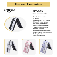 MY MUSIC MY-889B Portable Digital Piano Electronic Keyboard 61 Touch Sensitive Keys Foldable Electric Organ Plastic