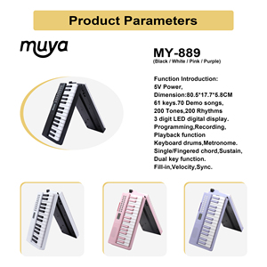 MY MUSIC MY-889B Piano Digital Portátil, Teclado Electrónico de <span class=keywords><strong>61</strong></span> <span class=keywords><strong>Teclas</strong></span> Sensibles al Tacto, Órgano Eléctrico Plegable de Plástico - Product Image 3