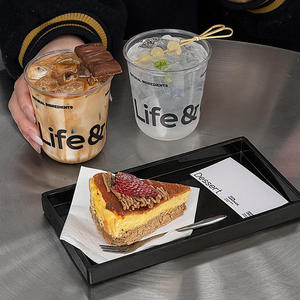 แก้วกาแฟพิมพ์โลโก้ แก้วใสสำหรับเครื่องดื่มเย็น แก้วชาไข่มุก PET แก้วกาแฟพลาสติกรูปตัวยู พร้อมฝาปิด - Product Image 5
