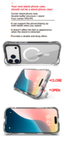Coque de téléphone rigide de luxe transparente avec support invisible pour iPhone 17 Air Pro Max Plus empêche le jaunissement