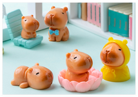 Dessin animé Miniature Collection Animal Capibara Capybara Résine Figurine pour Pendentif Porte-clés Mystère Boîtes Aveugle Sac Petit Cadeau Jouet
