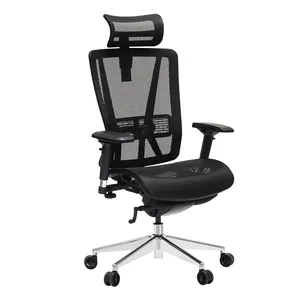 Modern Ergonomic High Back Executive Mesh Office Chair With Adjustable Headrest Swivel And Revolving Features For Home Office