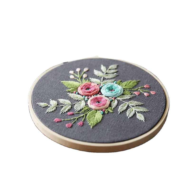 DIY Embroidery Flower Handwork Needlework for Beginner Cross Stitch Kit  Ribbon Painting Embroidery Hoop Home Decoration