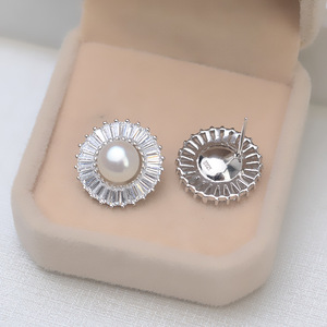 S925 <b>Silver</b> Open Circular Base Earrings Pendant Head <b>Ring</b> <b>Set</b> Female Accessories Trendy 1266 Jewelry Findings Components - Product Image 3
