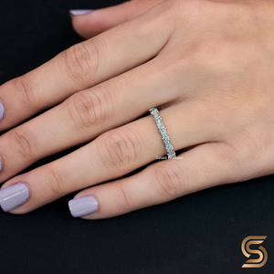 Anillo de Diamantes Cultivados en Laboratorio, Anillo de Eternidad Cruzado, Anillo de Bodas, Joyería Fina Ética, Regalo Perfecto para Mujer - Product Image 5