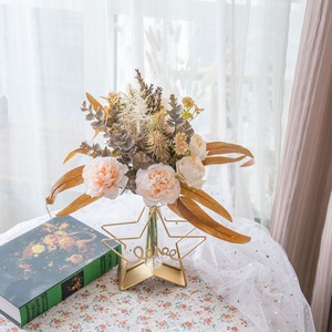 Bouquet de fleurs artificielles CallaFloral en pivoine avec vase étoile doré pour la décoration de la maison et des mariages CF02025 - Product Image 1