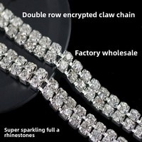 Chaînes en strass double rangée en gros SS6 SS8 SS12, chaînes en verre cristal pour vêtements et accessoires de robe de mariée