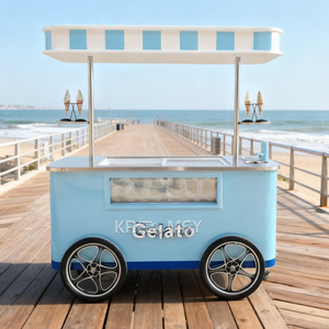 Carrito de Comida Móvil para Exteriores con Vitrina Congeladora de Helados y Gelatos, Ideal para Venta de Flores - Product Image 2