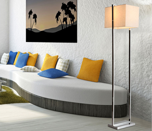 Đèn Sàn Đứng Hiện Đại Đèn Trang Trí Che Nắng Vải Trắng Hình Chữ Nhật Đục Lỗ Bằng Bạc Niken Cao Hai Tầng - Product Image 3