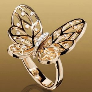 Anello Q565 con Diamante a Farfalla in Oro Massiccio 18K, Diamanti Naturali Taglio Brillante Rotondo, Gioiello Romantico da Donna per Uso Quotidiano - Product Image 1