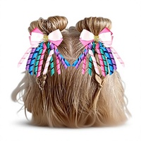 Pinza para el pelo hecha a mano de tela con lazo de flor rizado y borlas, del mismo estilo, para Halloween, Navidad, tocado, joyería, Instagram