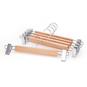 Custom High Grade Wooden Pants <strong>Hangers</strong> Space Saving 360 Swivel Hook Clothes <strong>Hanger</strong> With Flat <strong>Clips</strong> - Product Image 6