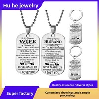 Collier de couple style militaire européen/américain en acier inoxydable gravé au laser, best-seller transfrontalier