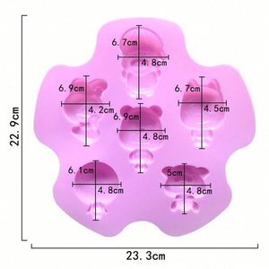 Moule en silicone à 6 cavités en forme d'ours et de cochon pour gâteaux, bougies et savons, échantillon gratuit d'usine, DIY, OEM/ODM - Product Image 2