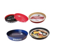 Plateau de service publicitaire rond en plastique antidérapant pour accessoires de bar, personnalisé rouge avec impression pour la bière Cambodgienne Tennent's