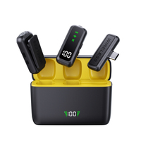Microphone portable sans fil 2,4 GHz à clipser pour enregistrement audio-vidéo avec surveillance en temps réel et affichage de la batterie 24h/24, livré avec boîte