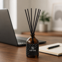 Diffuseur de parfum haut de gamme France, ensemble de diffuseurs à bâtonnets en verre brun avec bâtonnets noirs pour la décoration intérieure, diffuseur d'arômes de luxe OEM/ODM