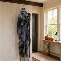 SIPKLR 185cm/6ft Décoration d'extérieur suspendue pour Halloween : Fantôme squelette et Chasseurs d'âmes