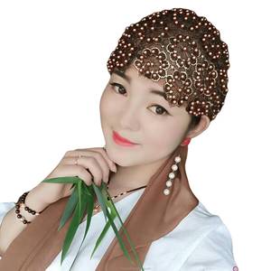 Women's Muslim Twisted <b>Hat</b> with Sequin Fabric, Eco-friendly, Breathable, Casual, All-season Headscarf Accessory - Product Image 6