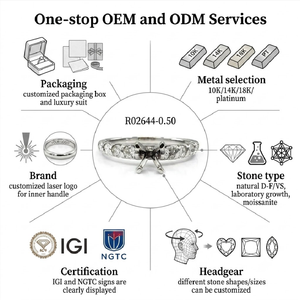 Bague de fiançailles intemporelle en or blanc massif 18 carats avec diamant naturel 0,50 ct, monture classique à 4 griffes partagées, fournisseur fiable - Product Image 5