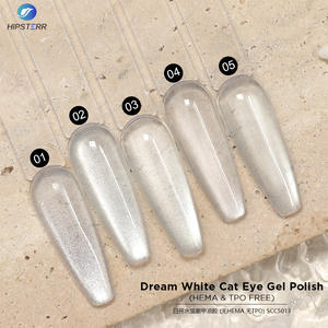 Vernis à ongles gel chrome nacré sans HEMA ni TPO, gel UV effet œil de chat blanc, gel blanc réfléchissant effet œil de chat, marque privée - Product Image 2