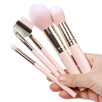Pinceaux de maquillage professionnels de luxe roses avec manche, synthétiques et organiques, pour anticernes, crayon à sourcils et lèvres, personnalisables et privés