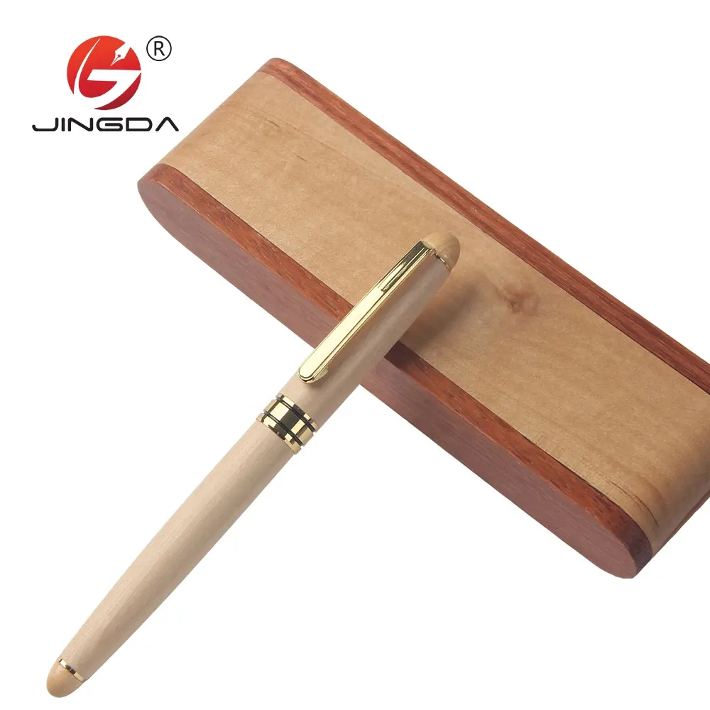 Di lusso in legno regalo penna set penna di legno con logo personalizzato penna di legno scatola di gel ricariche di inchiostro