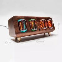 Jam Meja Digital Kayu Buatan Tangan dengan Tabung Cahaya, Tampilan Tabung Cahaya, Jam Digital untuk Meja Kerja