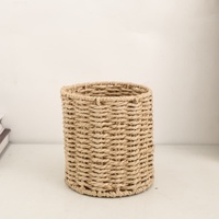 Panier de rangement circulaire multifonctionnel en corde de papier écologique pour bureau et salle d'étude