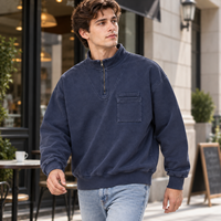 Sweat-shirt personnalisé à col montant pour homme, style vintage délavé, broderie logo personnalisé pour le golf et les tenues décontractées