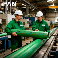 Tube PPR IFAN 20-160 mm pour Plomberie, Tuyau PPR Plastique Vert PN25 pour Eau Chaude et Froide
