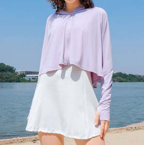 Nouveau design brodé, protection solaire d'automne, respirant, doux pour la peau, sweat-shirt de pêche court pour femmes, protection UV en plein air, léger - Product Image 1