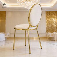 Chaise de salle à manger de luxe européenne du fabricant, design dossier rond en velours, structure en métal massif pour la maison et l'hôtel