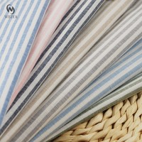 Tissu rayé de 4 mm en lin mélangé respirant et antibactérien naturel, 15 % lin, 85 % coton, teint en fil, pour chemises et robes