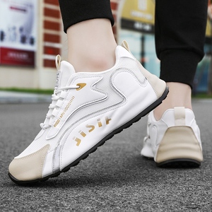 Men Plus Size Leather Surface Color-block Wholesale Casual <b>Shoes</b> Breathable Mesh Gold Logo Fashion Lightweight <b>Shoes</b> - Product Image 5