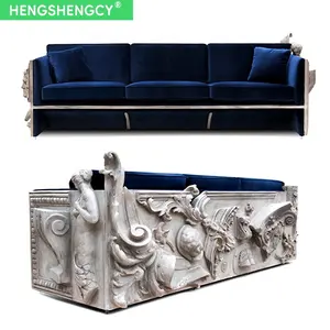 Whole House Customization Luxury Furniture Italy Retro Engrave Epoxy Resin Art Living Room Sofa For Villa Hotels