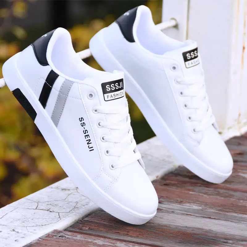 2020 new warm PU leather shoes men's low-top Korean style trendy small white board shoes