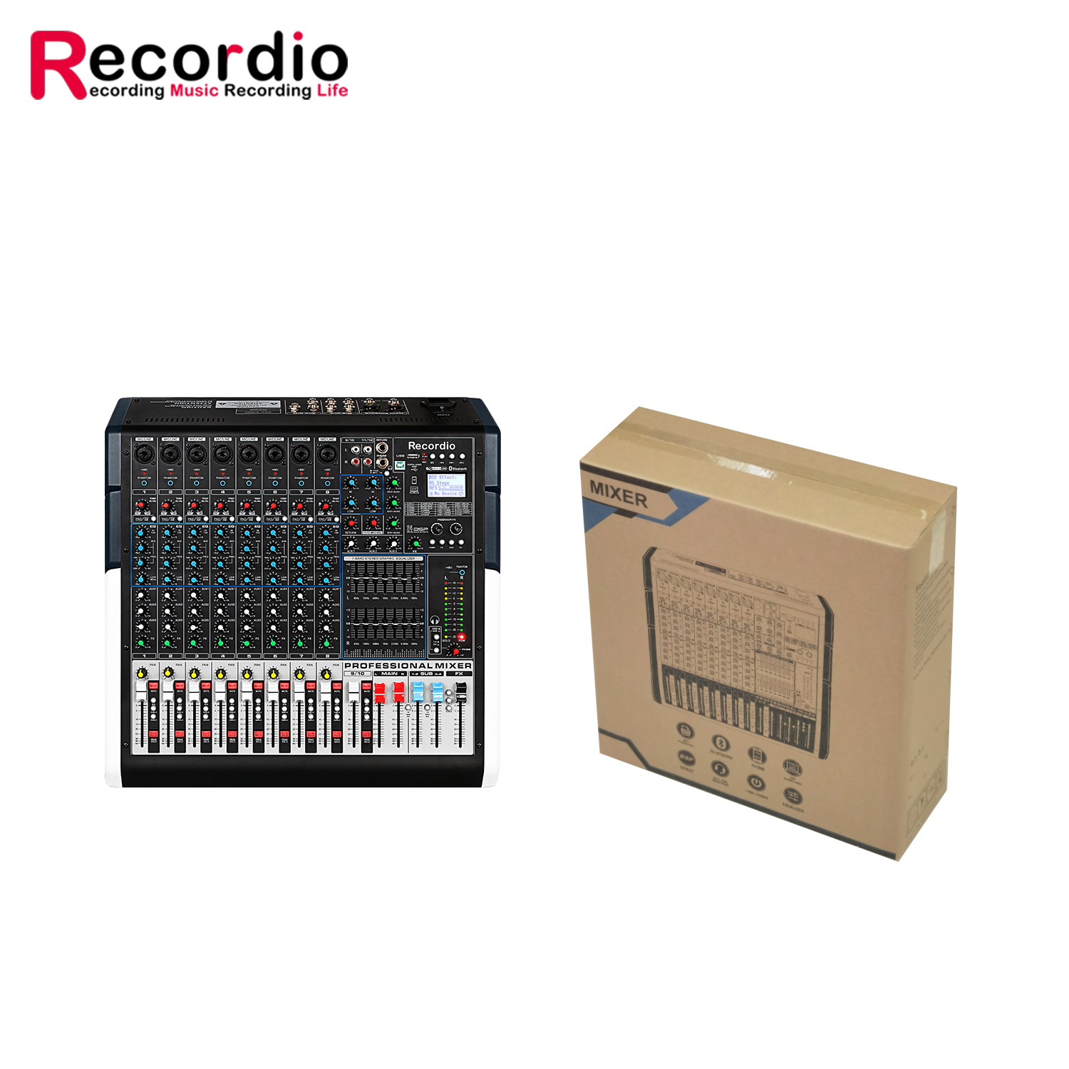 GAX-TFS12 Professional 12 Channel DJ Sound Mixer - Recordio